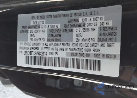 2022 Mazda Cx-30 Premium z USA, uszkodzony, nr VIN 3MVDMBDL2NM443114